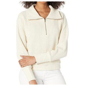 NWT BB DAKOTA 100% cotton womens Shot Collar Sweatshirt Top, Oatmeal, Size M